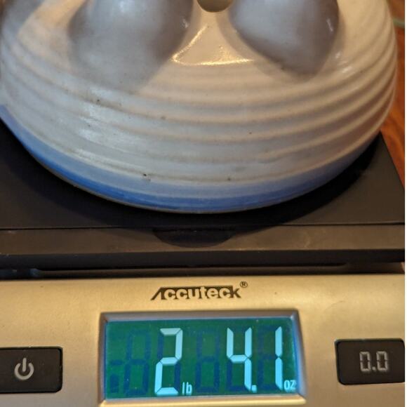 Vintage Hand Thrown Pottery Oil Lamp Signed Steve Fishley 94 White Blue 5 Necks - Picture 12 of 12